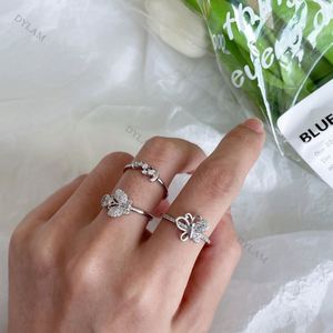 Dylam Anniversary Gift Modern Butterflies Fine Jewelry for Women Shiny Korea Personalized S925 <b>Silver</b> <b>Sterling</b> <b>Rings</b> - Product Image 6