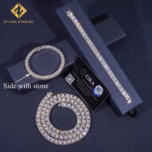 New RTS Luxury Tennis Chain 925 Silver <b>Gold</b> Plated Pass Diamond <b>Tester</b> GRA 5MM Moissanite Tennis Chain Side with Stone Necklace - Product Image 3