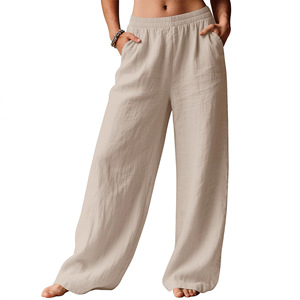 <span class=keywords><strong>Pantaloni</strong></span> Estivi da <span class=keywords><strong>Donna</strong></span> a <span class=keywords><strong>Vita</strong></span> Media, Gamba Larga, Traspiranti, Comodi, <span class=keywords><strong>con</strong></span> <span class=keywords><strong>Elastico</strong></span> <span class=keywords><strong>in</strong></span> <span class=keywords><strong>Vita</strong></span>, Tasche e Dettagli a Contrasto, Ideali per Vacanze - Product Image 2