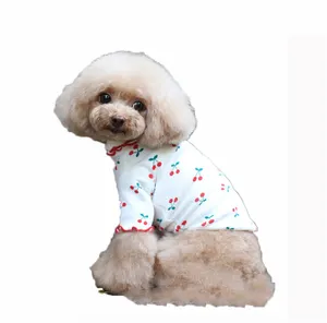 Hond Trui Huisdier Shirt Kleding Fabrikant Cherry Print Franse Bulldog Pommeren Schnauzer Hond Kostuum Groothandel PH4002