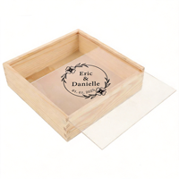 Individuell Bedruckte Geschenkbox aus Kiefernholz mit Transparentem Acryl-Schiebedeckel, Unbehandelte Aufbewahrungsbox für Hochzeitsgeschenke