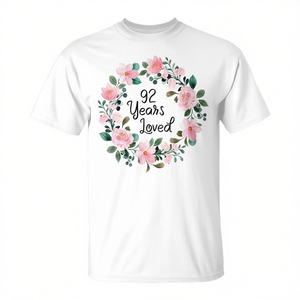 T-shirt pour le 92e anniversaire, motif floral, cadeau pour femmes et hommes, 92 ans - Product Image 2