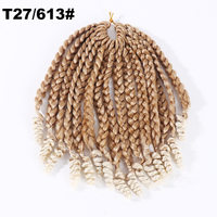 Tresses de boîte de jungle de cheveux synthétiques populaires tresses de boîte de déesse de cheveux de crochet avec des extrémités bouclées cheveux de tressage de fibre de la meilleure qualité grise