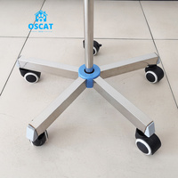 Support IV mobile vétérinaire OSCAT avec roues, quatre crochets, pliable, en acier inoxydable, équipement vétérinaire, clinique vétérinaire