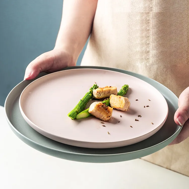 EKA piatti piatti piatti opachi smaltati colorati in ceramica europea piatti e piatti in porcellana da pranzo in ceramica per matrimoni nordici