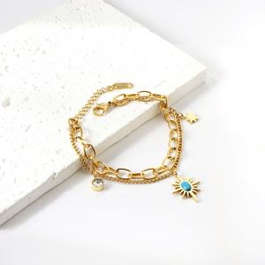 Pulsera de Moda Chapada en Oro de 18k, Acero Inoxidable, Piedra Turquesa Natural, Ajustable, con Dijes, para Mujer, Venta al Por Mayor - Product Image 4