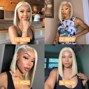 Vente en gros 10 pouces moyen Bob perruque 613 cheveux vierges blonds Double tirage péruvien pour dentelle dentelle transparente couleur haute densité - Product Image 2