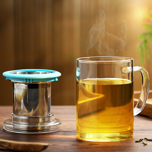 Tasse à thé en verre borosilicate transparent 400ml Double couche <span class=keywords><strong>avec</strong></span> <span class=keywords><strong>filtre</strong></span> extra fin en acier inoxydable pour café et thé - Product Image 6