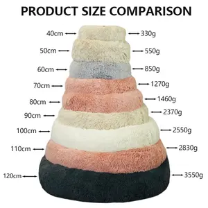 Custom Pet Dog Bed Comfortable Donut Cuddler Round Bed Furry Colorful Coral Fleece Large Calm Round Donut Dog Bed With Zipper