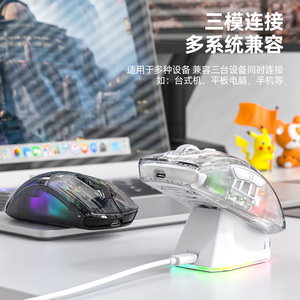 เมาส์เกมมิ่ง Attack Shark X2 Pro โปร่งใส พร้อมหน้าจอ 7 ปุ่ม RGB ไร้สาย บลูทูธ ทริโหมด โฟโตอิเล็กทริก 116G - Product Image 4
