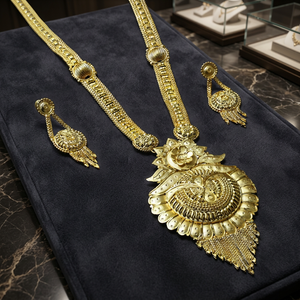 Wholesale 14K 18K 24K Micro Gold Plated Forming <b>Long</b> <b>Necklaces</b>, Floral Design Indian Jewelry, Brass Gold Filled Fashion Jewelry. - Product Image 2