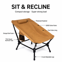 Chaise longue pliante d'extérieur relevable, ultra-légère en alliage d'aluminium, portable, inclinable, pour camping et plage, tissu Oxford 1000D