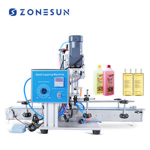 ZONESUN-Taponadora de botellas de spray, cuentagotas, máquina de apriete de tapa de rosca, pequeña máquina tapadora compacta con transportador - Product Image 1