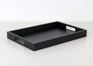 Plateau ottoman en bois massif personnalisé avec poignées, plateau de service rectangulaire moderne pour café et thé, organisateur de table pour la maison - Product Image 2
