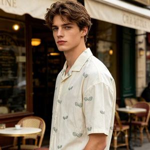Camisa de Playa para Hombre de Lino Bordado de Moda, Camisas de Marca para Hombre 100% Algodón con Cuello - Product Image 2