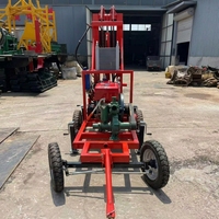 Petite foreuse hydraulique pneumatique sur remorque pour puits d'eau, machine de forage de puits profonds de 100-200 m
