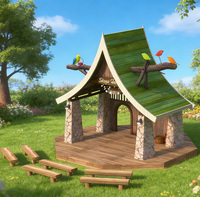Équipement de terrain de jeu en bois S116 écologique, résistant aux UV et aux intempéries, pour les écoles, les centres de villégiature, les centres commerciaux, l'usage domestique, 100-500 kg