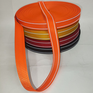 Grosir 1.5-3.8CM anyaman poliester tahan lama dengan 2mm Strip reflektif tali pengikat peliharaan tali warna-warni Harness hewan peliharaan - Product Image 1