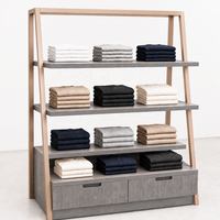 Étagère grise en forme de A pour vêtements, présentoir en bois avec tiroir inférieur, robuste