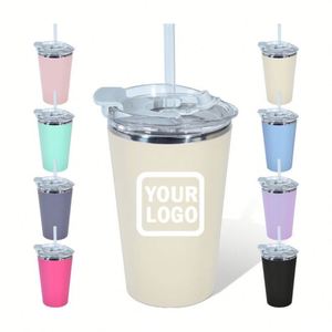 Mug isotherme double paroi 420 ml en plastique extérieur et acier inoxydable intérieur, coloré, personnalisable avec logo – Vente en gros - Product Image 1