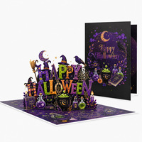 Cartes de vœux créatives pliables 3D Citrouille et Chèvre pour Halloween 2026, idéales pour la vente en gros