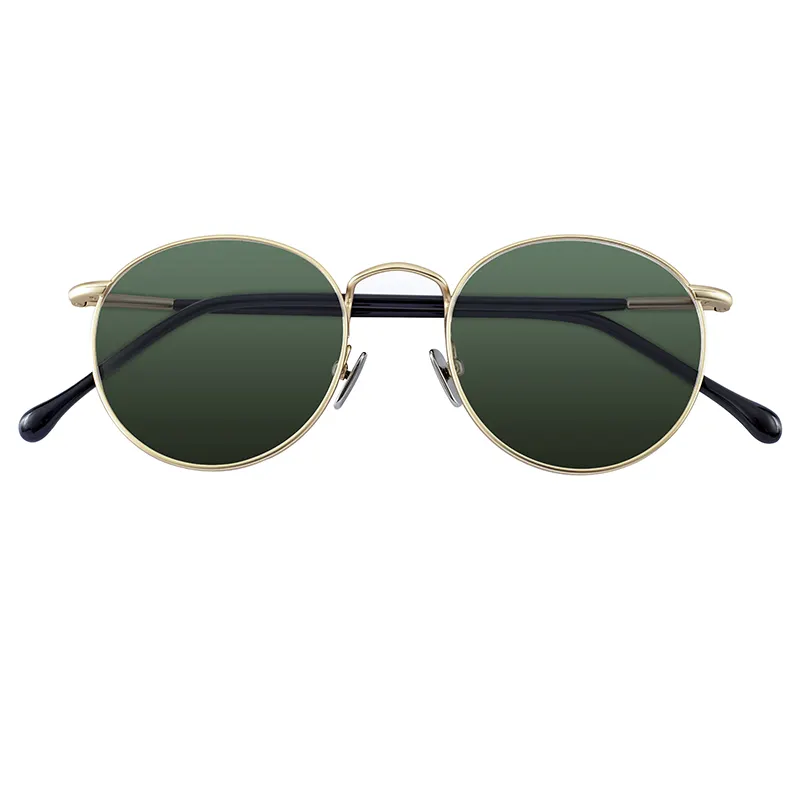 Изготовленные на заказ модные высококачественные Золотые круглые очки для мужчин UV400 Металлические поляризованные солнцезащитные очки