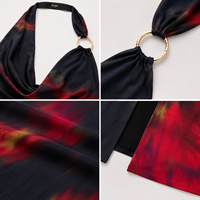 Anjie OEM ODM Ensemble 2 pièces pour femme, haut court dos nu tie-dye et jupe longue, avec anneau en O et fente haute, personnalisable sous marque privée, vente en gros