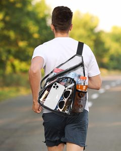 Mochila Transparente de PVC <span class=keywords><strong>Aprobada</strong></span> para Estadio, Bolsa de Pecho Transparente de Gran Capacidad para Viajes, Gimnasio, Fitness, de un Solo Hombro - Product Image 5