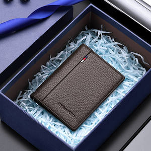 Porta carte Super sottile in morbida pelle nera Mini <span class=keywords><strong>portafoglio</strong></span> da <span class=keywords><strong>uomo</strong></span> per carte di credito e carta d'identità da <span class=keywords><strong>uomo</strong></span> - Product Image 6