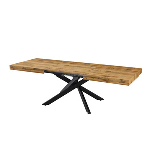 Top retrattile <span class=keywords><strong>allungabile</strong></span> lungo <span class=keywords><strong>tavolo</strong></span> da pranzo piedi in <span class=keywords><strong>metallo</strong></span> importato MDF <span class=keywords><strong>legno</strong></span> espandibile mobili per la casa in ferro <span class=keywords><strong>tavolo</strong></span> moderno - Product Image 2