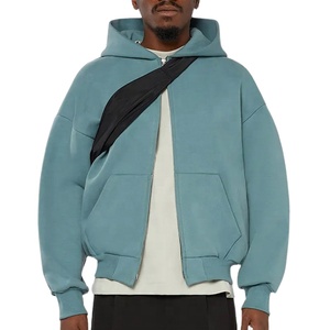 Sudadera de algodón personalizable de 400 g/m², sudaderas con capucha cortas para hombre, sudaderas con capucha pesadas con cremallera de corte holgado, fabricantes de sudaderas con capucha extragrandes con cremallera - Product Image 1