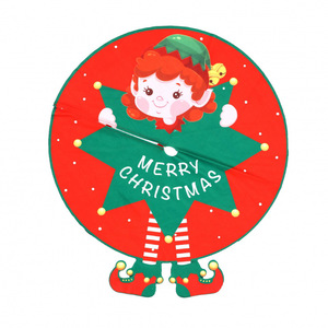 Nouvelle conception : Collier de sapin de Noël imprimé avec pieds, jupe de sapin fantaisie motif gnome et elfe pour la décoration de la base de l'arbre de Noël - Product Image 5