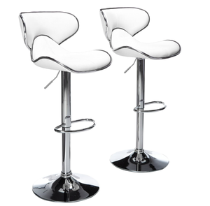 Taburete <span class=keywords><strong>de</strong></span> Bar giratorio ajustable Airlift <span class=keywords><strong>de</strong></span> tapicería <span class=keywords><strong>de</strong></span> <span class=keywords><strong>polipiel</strong></span> acolchada con base cromada, Juego <span class=keywords><strong>de</strong></span> 2, blanco - Product Image 1