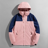 Veste coupe-vent imperméable pour homme, à blocs de couleur, avec capuche, légère, coupe-vent, imperméable, pour la randonnée en plein air, avec plusieurs poches
