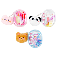 Set de Papelería Kawaii con Estuche de PVC, Cuaderno Bonito, Bolígrafo, Notas Adhesivas, Cinta Adhesiva y Llavero de Peluche, Regalo Escolar Creativo para Niñas