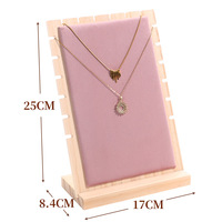 Support de présentation de bijoux vertical en bois avec revêtement en velours