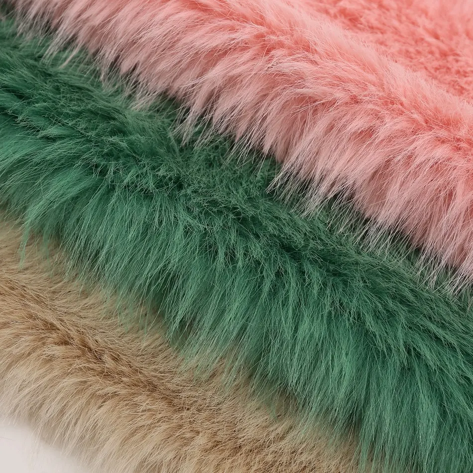 20mm 160cm 560gsm 2023 Hot Selling Einfarbige Kunst kaninchen Pelz Kett strick 100% Polyester Stoff für Frauen Mantel