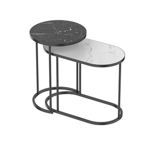 WIREKING New Design Combination Side <strong>Table</strong> Grey and <strong>Black</strong> MDF Board Marble Grain Coffee <strong>Table</strong> Living Room <strong>Sofa</strong> Side <strong>Table</strong> - Product Image 3
