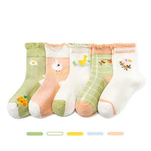 High Quality Newborn Cute Mesh Socks Ruffled Cartoon Pattern Organic Cotton Girl Socks