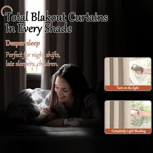 100% poliester tirai gelap 2 panel termal terisolasi cahaya memblokir lipit gaya Boho - Product Image 3