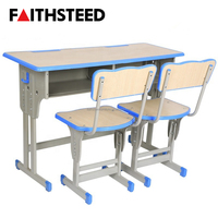 Ensemble de bureau et chaise scolaire double à hauteur réglable, mobilier de classe pour 2 élèves, ensemble de table d'étude moderne pour l'école