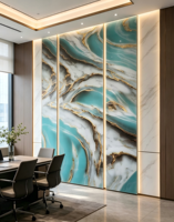 Panneau mural SPC en PVC brillant UV, ignifuge, effet marbre, le plus vendu pour les projets commerciaux