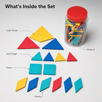 Set Puzzle Tangram Busa EVA Magnetik 112Pcs Balok Bangunan Bentuk Geometris untuk Edukasi Anak