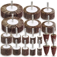 20 pièces Têtes de ponçage en papier abrasif rouge avec tige de 6 mm, jeu de disques abrasifs à lamelles pour ponceuses à percer, débavurage et polissage