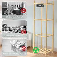 Organisateur de rangement pour animaux en peluche en bois, rangement pour peluches avec bande élastique et fond en maille