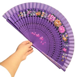 Abanico de mano tradicional de bambú macizo español tallado al por mayor de Guansen con diseños de ángeles publicitarios para eventos - Color personalizado - Product Image 3