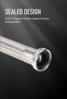 Tuyau de vidange flexible en acier inoxydable et laiton poli, à ressort, avec siphon en S, résistant à la corrosion, 50/80 cm, pour cuisine et salle de bain