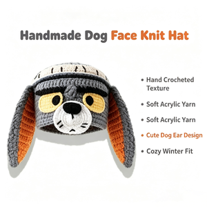Gorro de Punto con Estampado Animal en 3D Hecho a Mano, Gorro de Invierno Acrílico Cálido y Divertido con Diseño de Dibujos Animados, Unisex para Niños, Personalizable, Edición Limitada - Product Image 1