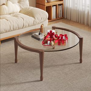 <span class=keywords><strong>Mesa</strong></span> de Centro <span class=keywords><strong>Redonda</strong></span> de <span class=keywords><strong>Diseño</strong></span> con Tapa de Vidrio Templado, <span class=keywords><strong>Mesa</strong></span> Auxiliar Moderna de Lujo para Sala de Estar, Muebles para el Hogar, Venta al Por Mayor - Product Image 1