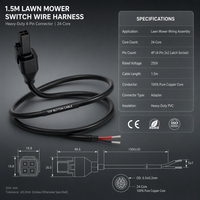 Adaptateur de faisceau de câbles pour interrupteur à bouton supérieur à verrouillage positif 2x2 à 4 broches personnalisé, 250V, en cuivre pur, pour systèmes de machines de jardinage